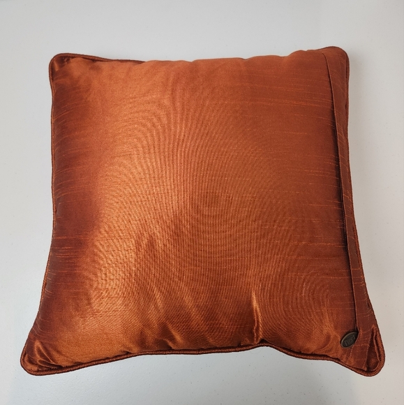 Pier 1 Imports Tree of Life Beaded Embroidered Throw Pillow 16X16" Orange Beige - Picture 6 of 6